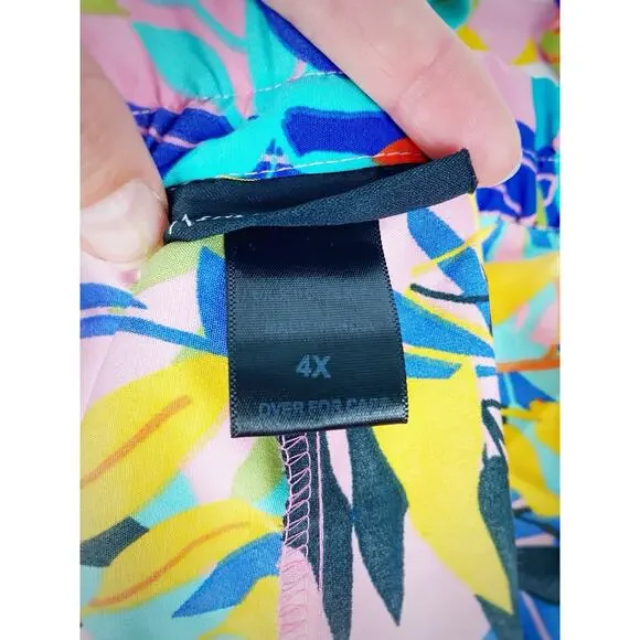 ASHLEY STEWART Tropical Parrots Skirt Rainbow Pockets Pinup Retro Womens Plus 4X - Picture 9 of 9